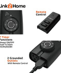 Heavy Duty Outdoor Weatherproof Dual Outlet Remote Control With Dusk To Dawn Sensor Programmable 24 Hour Timer, remote control unit with outlet timer features.