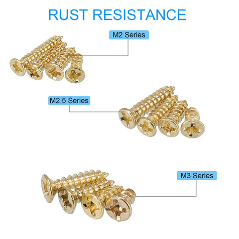 1200 Pcs Tiny Phillips Flat Head Self Tapping Screws Set For Wood Plastic And Soft Metal M2 M2.5 M3 shown in rust resistance series