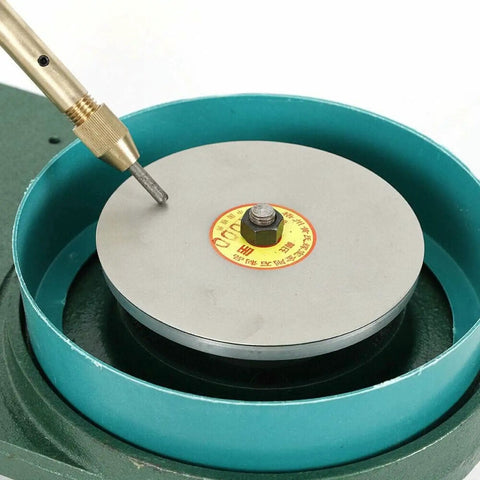 Faceting Machine With Digital Display 180W Jade Grinding Jewelry Lapidary Polishing Device showing grinding disc and tool
