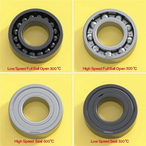 Badass High Temp Ball Bearings For Kilns Rated To 600C 6922 Series 110 mm X 150 mm X 20 mm Sealed Full Steel Balls in four variations.
