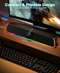 Wired USB Powered Bluetooth Computer Sound Bar With RGB Lighting And Volume Knob HiFi Stereo Bangin Portable Gaming Speaker setup