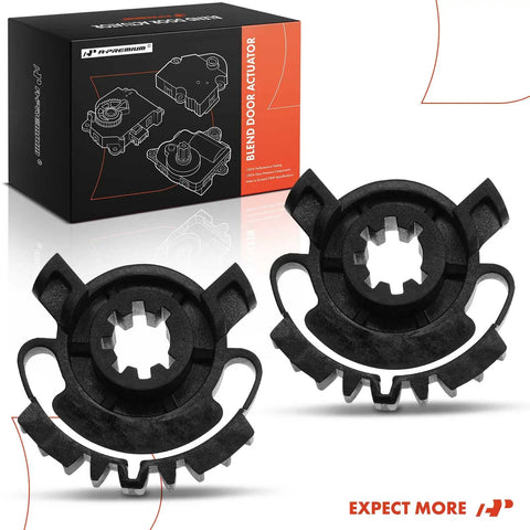 HVAC Heater Blend Door Actuator Gear Kit Fits Dodge Durango And Jeep Grand Cherokee 2011 To 2021 dual black plastic gears with detailed teeth.