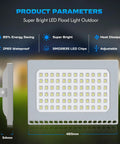10 Pack 500W LED Flood Lights Slam Out 40000 Lumens Daylight White IP67 Weather Resistant Outdoor Security Work Lights For Garage Yard And Patio Heavy Duty Slim Frame with SMD2835 LED Chips and adjustable bracket