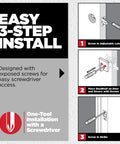 Instruction diagram showing 3-step installation of Keyed Entry Knob and Single Cylinder Deadbolt Combo for Exterior Doors.