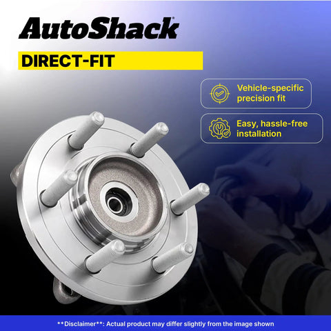 Heavy Duty Front Wheel Hub Bearing Assembly With 6 Lug Configuration For Chevy Silverado And GMC Sierra 1500 2007 To 2013 4WD close-up view.