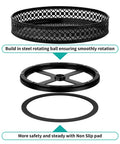 13 Inch Lazy Susan Turntable Heavy Duty Metal Spice Rack Organizer Built Tough As A Rock With A Smooth 360 Swivel Base Rust Resistant Finish For Kitchen Storage with steel rotating ball mechanism.