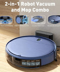 Robot Vacuum And Mop Combo With Schedule App Remote Voice Control 2300Pa Strong Suction Slim Self Charging Dock on wood floor