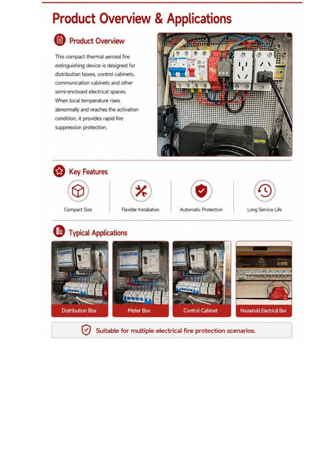 Product overview image for Heavy Duty Self Activating Fire Extinguisher With Clean Agent Protection For Engine Bays Apartments Van Campers And Workspaces No Fuss Quick Install Ride Or Die Home And Vehicle Safety.