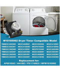 Dryer Programmer Switch W10185992 Element for Kenmore Dryers, Direct Fit Replacement Part, 115V 60Hz Compatible, Easy Install, Durable Electronic Control Switch and Heating Element for Reliable, Efficient Drying. Visible dryer timer switch with Kenmore-style dryer