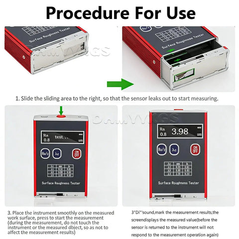 Digital Roughness Tester And Portable Profilometer With 0.01μm Precision LED Display Measuring Ra Rq Rz Rt for metal use procedure.