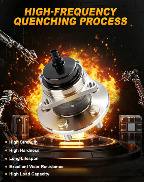 High-frequency quenching process for 2Pcs Rear Wheel Hub And Bearing Assembly Drops Right In Swap For 2009 To 2018 Toyota Corolla Matrix Vibe Fwd W Abs 5 Lug Heavy Duty Street Ride Parts.