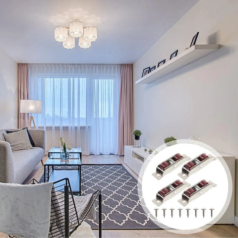 Heavy Duty Stainless Steel Double Roller Sliding Window Sash Pulley Track Wheels on display in a modern living room.