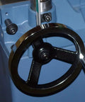 Close-up of adjustment wheel on 20 Inch Planer With Helical Cutterhead, Auto Depth Lock with Twin Nitrogen Cylinders, Heavy Cast Iron Construction