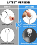 Comparison of old versus upgraded Slick Steel Shower Drain Hook With Soft Silicone Grips And Easy Pull Strip Feature For Hassle Free Drain Cover Removal Plus Linear Grate Extraction In No Sweat Bathroom Set Gray.