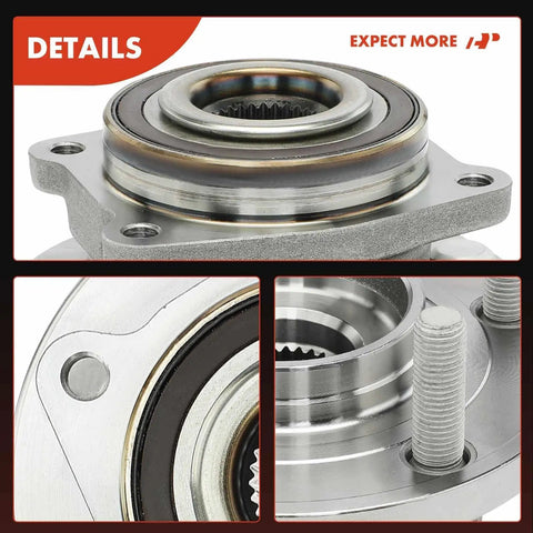 Heavy Duty Front Wheel Bearing And Hub Assembly With 5 Lug Fits Chrysler And Dodge Setup close-up view showing steel shell and bearings.