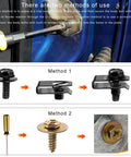 Rock Solid Car U Clip And Screw Assortment Kit With Heavy Duty Body Fasteners and Hella Tough Self Tapping Bolts method usage image.