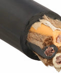 Real Workhorse 2/5 Soow Portable Power Cable 600 Volt Black Wire Cord For Generators Welders And Job Sites 25 Feet close-up of conductors