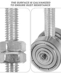 Heavy Duty Double Bearing Sliding Door Rollers With Rugged Steel Pulleys For Smooth Barn Track Glides Silver Finish showing galvanized surface for rust resistance.