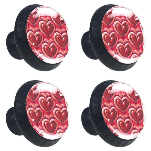 Solid Four Piece Set Of Red Heart Painted Glass And Abs Cabinet Knobs With No Sweat Installation Heavy Duty Stainless Steel Screws For Kitchen Drawers Cupboards And Dressers Today featuring red heart design on glass tops.