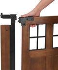 Farmhouse Style Barn Door Walk Thru Baby Gate With Dual Swing Stylish Auto Close 30 Inch Tall Fits 29 To 43 Inch Openings Wood And Black Finish