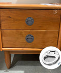 Flush Ring Pull Handles Set Of 3 43.5mm Zinc Alloy Dark Silver Flush Pull Slam Latch Installed on Wooden Drawer Cabinet