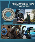 10 Pack R8 Zz Mini Chrome Steel Sealed Ball Bearings 1/2 X 1 1/8 X 5/16 For machinery and skateboards in various settings.