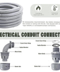 1 Inch Liquid Tight Conduit 5 Ft Non Metallic Flex Cable Sleeve With Hella Smooth PVC Interior detailing conduit connectors and fittings.