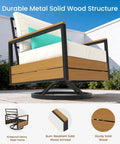 Close-up of Three Piece Outdoor Bistro Set With 360 Swivel Rocking Chair showing durable metal and wood structure