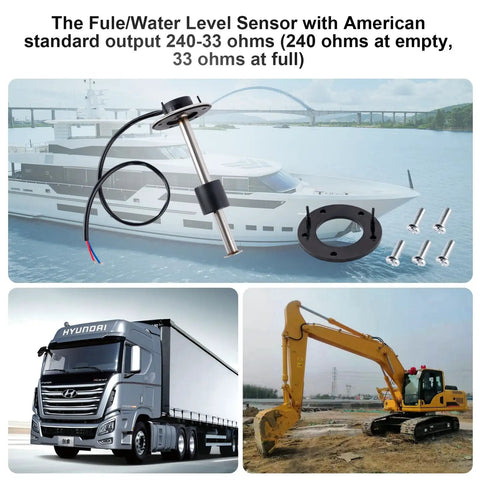 7 Inch 180mm Electric Fuel Water Tank Level Sensor Sending Unit 240-33 Ohm Reed Switch Magnetic Transmitter Gauge Sender installed on a boat.