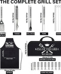 19Pcs Fathers Day BBQ Grill Tools Set With Apron Portable Bag Heavy Duty Stainless Steel Utensils Barbecue Accessories Kit