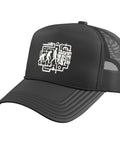 Evolution Graphic Plumbing Trade Trucker Hat With Adjustable Mesh Back And Snap Closure, black, for plumbing work.