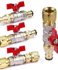 Half Inch Brass Ball Valve Hose Adapter With 16mm Quick Connector For Garden Irrigation And Watering Fittings Extender Coupling Joint Easy Install Ideal For DIY Garden Projects And Quick Watering Setup On Any Hose System, brass valve set