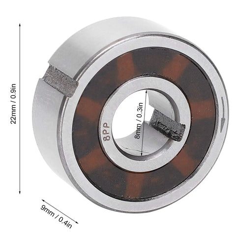 Heavy Duty One Way Bearing Clutch With Inner Keyway And Needle Rollers Delivering Sick Industrial Motion Control Csk8pp Type 8Mm Id 22Mm Od 9Mm Wide Steel side view showing dimensions.