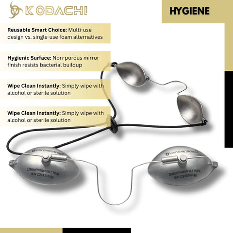 Top Tier Stainless Steel Safety Eyewear With A Snug Adjustable Elastic Head Strap delivering eye protection for hygienic multi-use.
