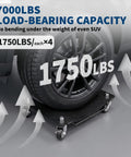 Heavy Duty Car Wheel Dolly Set Of 4 Featuring Rock Solid Steel Platform And Smooth Rolling Casters For Effortless Auto Moving, showing tire on sturdy dolly with 1750lbs capacity.