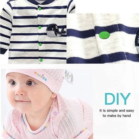 Top Shelf 3/8 Inch Metal Snap Button Pack With 200 Heavy Duty Fasteners And Snapping Pliers For DIY Sewing Lets Your Old Gear Look Fresh Again Comes In Ten Bold Shades Perfect For Quick Fixes on striped baby outfit.