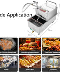 48L Commercial Deep Fryer Oil Filter Machine 550W Stainless Steel Cart For Restaurants Heavy Duty Grease Strainer with overview and dimensions.