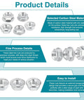 Built Tough As Nails Zinc Plated Carbon Steel Serrated Flange Hex Lock Nuts M14 X 1.5 showing various angles and details.