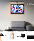 2 Pack Wireless Picture Lights With Remote Battery Operated 16.5 Inch Dimmable Timer Full Metal Magnetic Display Light over art