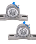 Tough As Nails 2 Pack 3/4 Inch Bore All Stainless Steel Pillow Block Bearings mounted on brackets.