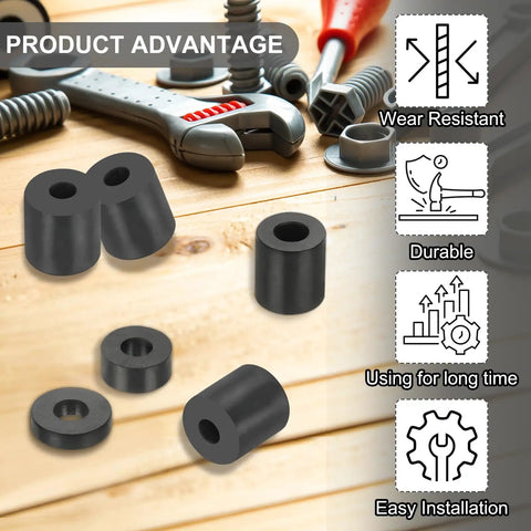 Tough As Nails Neoprene Rubber Spacers 30 Pack Anti Vibration Damping Pads black rubber shims for easy installation under machinery.