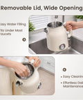 Retro Electric Kettle 1.7L With Stainless Steel Interior No Plastic Contact Double Wall Cool Touch Fast Boil 1500W