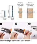 Diagram showing different screw lengths and thickness for Champagne Bronze Cabinet Knobs 2 Inch Single Hole T Bar Pulls