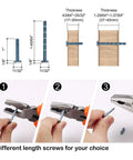 Diagram showing different screw lengths and installation for Champagne Bronze Cabinet Pulls 10 Pack 5 Inch Center To Center 128mm