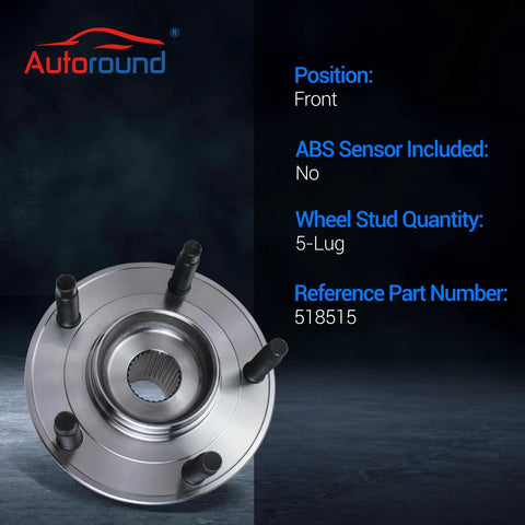 Front view of Front Wheel Hub Bearing Assembly Pair For Ford Escape 2001-2012, Mazda Tribute 2001-2011, Mercury Mariner 2005-2011