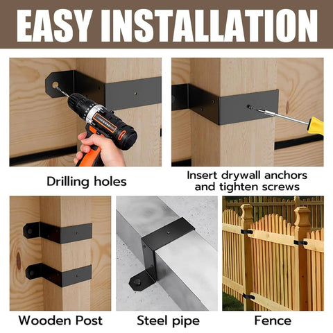 Beefy 4x4 Post Ties and U Brackets Set for Decks, Fences, and Gazebos, 3 Pack, Heavy-Duty Black 2mm Thick Steel installation process