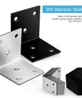 Heavy Duty Right Angle Corner Brackets With Screws For Drawer Repair And Furniture Fixes Solid Steel Corner Braces in polished black and silver.