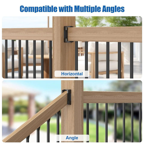 30 Pack Deck Railing Brackets Connectors For 2x4 Wood Posts Angled Railing Kit With Screws No Fuss Easy Install Handrail Stair Fence Rail Bracket Set For Wooden Posts installed on wood railings at different angles