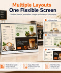 Slick Countertop Digital Signage Display Featuring Usb Autoplay Cloud Cms Hub And Ethernet Hookup For Restaurants Cafes And Retail Counters That Run Like Clockwork And Always Look Sharp showing flexible menu layouts.