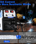Five In One MIG Welder 250A Multiprocess Workhorse in action with welder and comparison welds